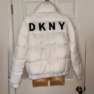 DKNY Sport White Puffer Jacket Coat Medium